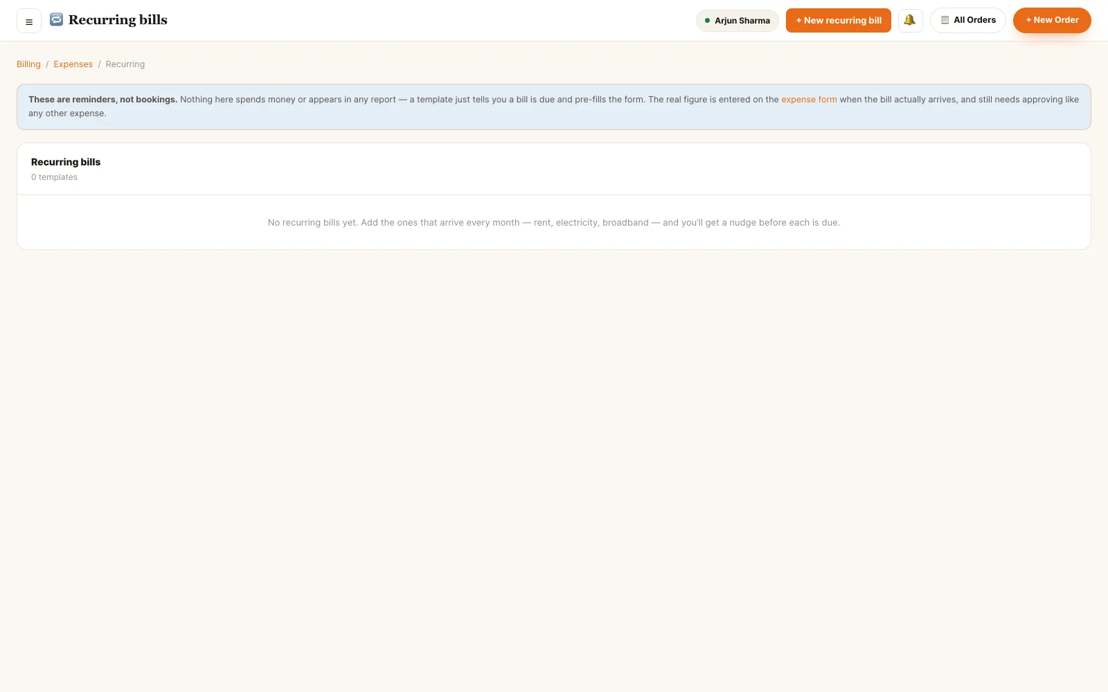 Recurring expenses